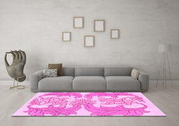 Machine Washable Abstract Pink Modern Rug in a Living Room, wshabs1082pnk