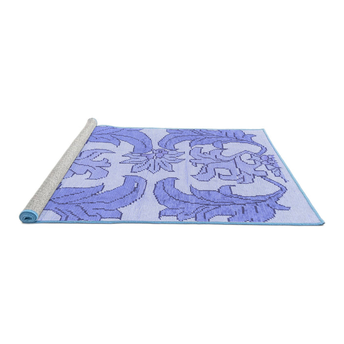 Sideview of Machine Washable Abstract Blue Modern Rug, wshabs1082blu