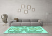 Machine Washable Abstract Turquoise Modern Area Rugs in a Living Room,, wshabs1082turq