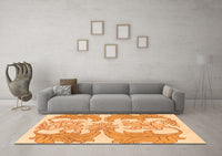 Machine Washable Abstract Orange Modern Rug, wshabs1082org