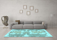 Machine Washable Abstract Light Blue Modern Rug, wshabs1082lblu