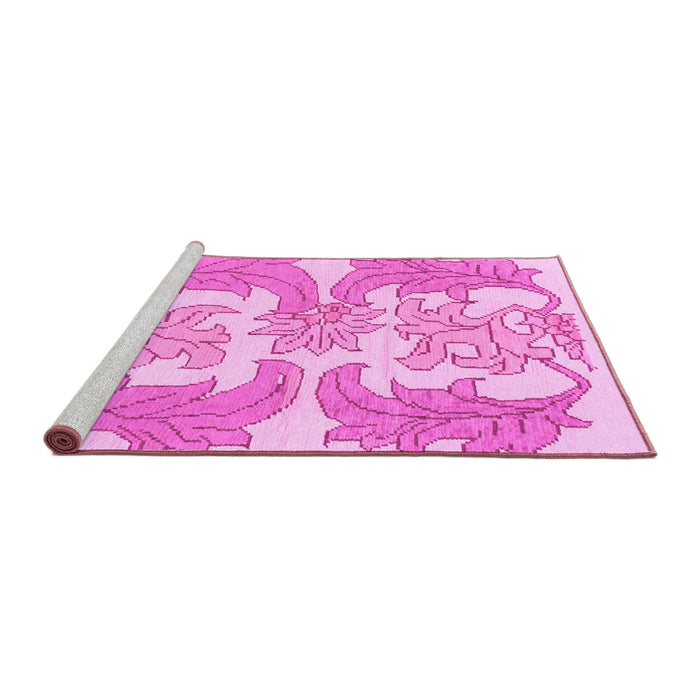 Sideview of Machine Washable Abstract Pink Modern Rug, wshabs1082pnk