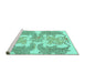 Sideview of Machine Washable Abstract Turquoise Modern Area Rugs, wshabs1082turq