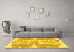 Machine Washable Abstract Yellow Modern Rug in a Living Room, wshabs1082yw