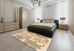 Machine Washable Abstract Brown Gold Rug in a Bedroom, wshabs1082