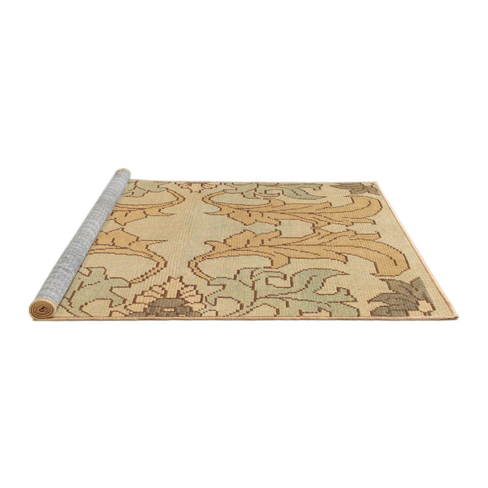 Sideview of Machine Washable Abstract Bronze Brown Rug, wshabs1083