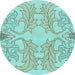 Round Abstract Light Blue Modern Rug, abs1083lblu