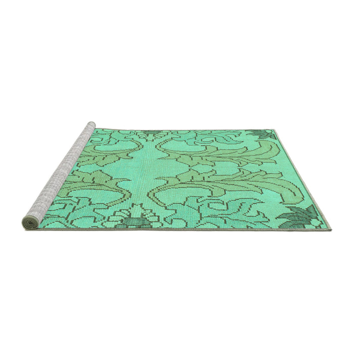Sideview of Machine Washable Abstract Turquoise Modern Area Rugs, wshabs1083turq