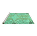 Sideview of Machine Washable Abstract Turquoise Modern Area Rugs, wshabs1083turq