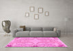 Machine Washable Abstract Pink Modern Rug in a Living Room, wshabs1083pnk