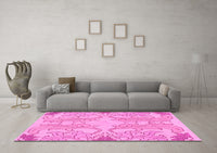 Machine Washable Abstract Pink Modern Rug, wshabs1083pnk