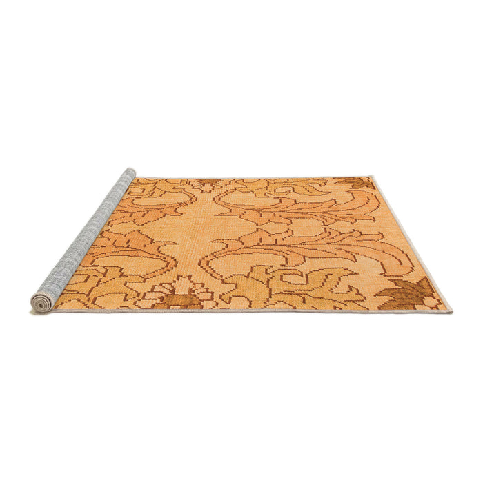 Sideview of Machine Washable Abstract Orange Modern Area Rugs, wshabs1083org