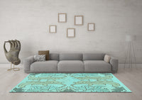 Machine Washable Abstract Light Blue Modern Rug, wshabs1083lblu