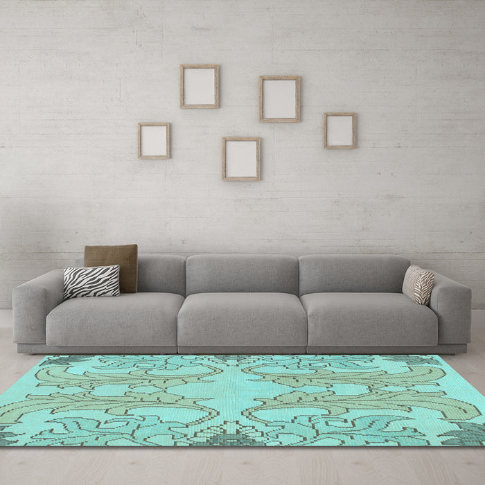 Machine Washable Abstract Light Blue Modern Rug in a Living Room, wshabs1083lblu