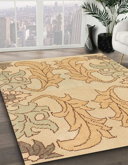 Machine Washable Abstract Bronze Brown Rug in a Family Room, wshabs1083