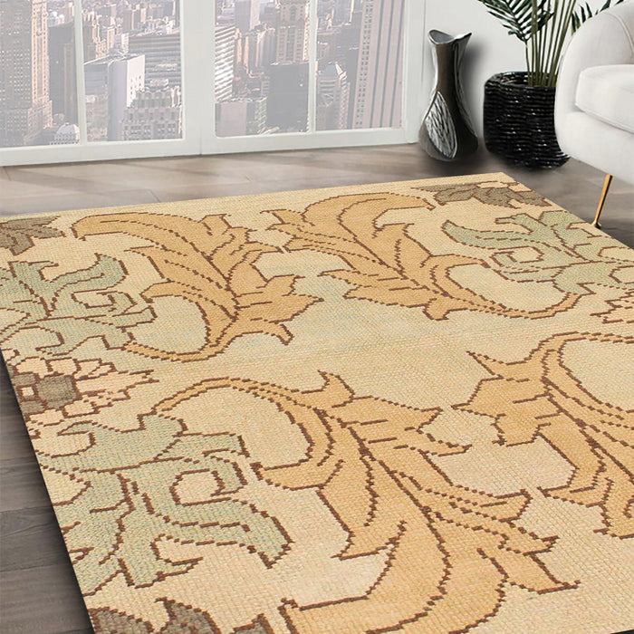Machine Washable Abstract Bronze Brown Rug in a Family Room, wshabs1083