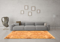 Machine Washable Abstract Orange Modern Rug, wshabs1083org