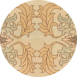 Round Machine Washable Abstract Bronze Brown Rug, wshabs1083