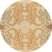 Round Machine Washable Abstract Bronze Brown Rug, wshabs1083