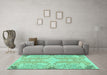 Machine Washable Abstract Turquoise Modern Area Rugs in a Living Room,, wshabs1083turq