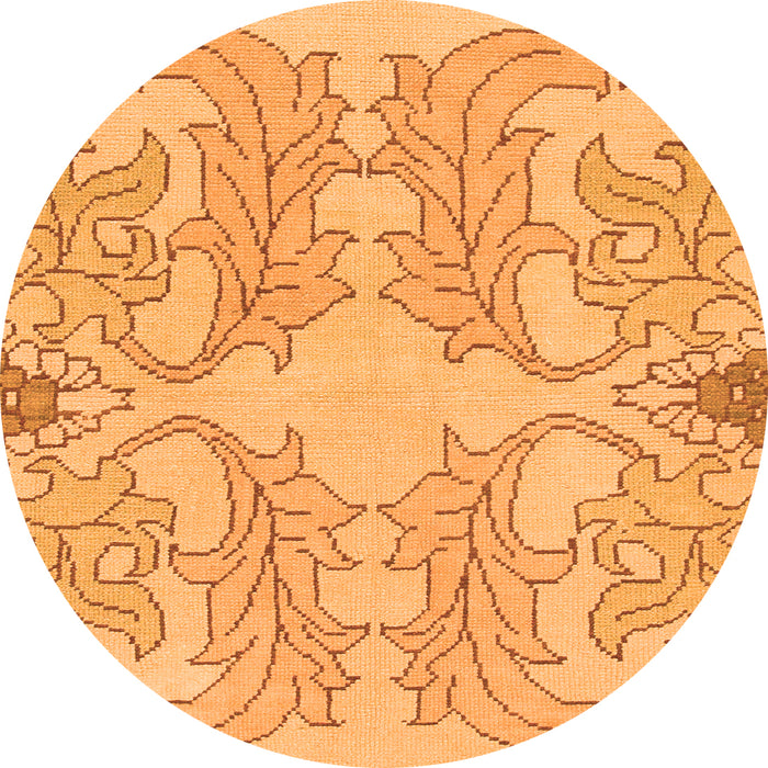 Round Machine Washable Abstract Orange Modern Area Rugs, wshabs1083org