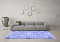 Machine Washable Abstract Blue Modern Rug, wshabs1083blu