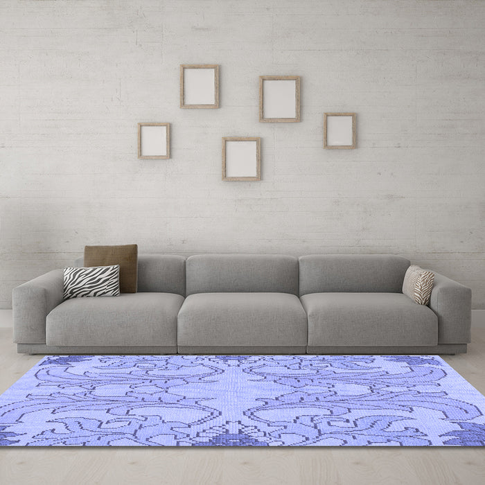 Machine Washable Abstract Blue Modern Rug in a Living Room, wshabs1083blu