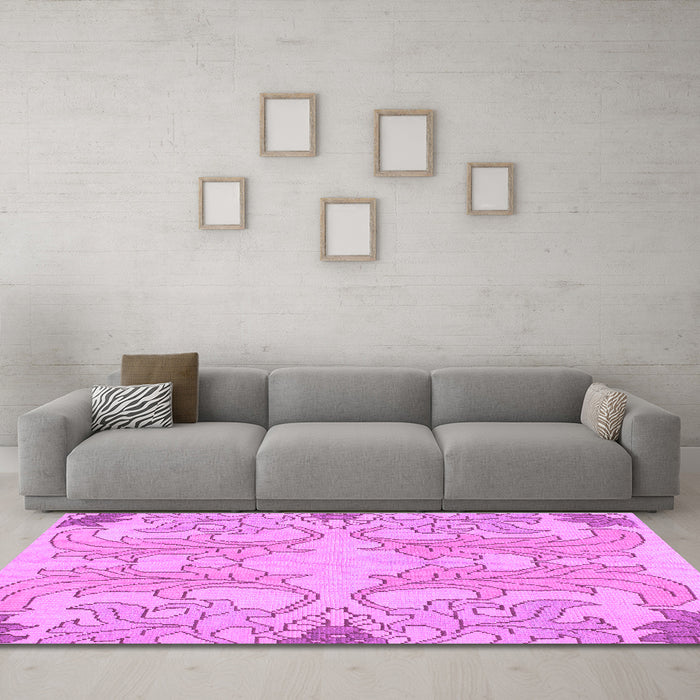 Machine Washable Abstract Purple Modern Area Rugs in a Living Room, wshabs1083pur