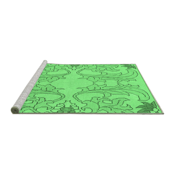 Sideview of Machine Washable Abstract Emerald Green Modern Area Rugs, wshabs1083emgrn