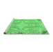 Sideview of Machine Washable Abstract Emerald Green Modern Area Rugs, wshabs1083emgrn