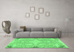 Machine Washable Abstract Emerald Green Modern Area Rugs in a Living Room,, wshabs1083emgrn