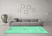 Machine Washable Abstract Turquoise Modern Area Rugs in a Living Room,, wshabs1084turq