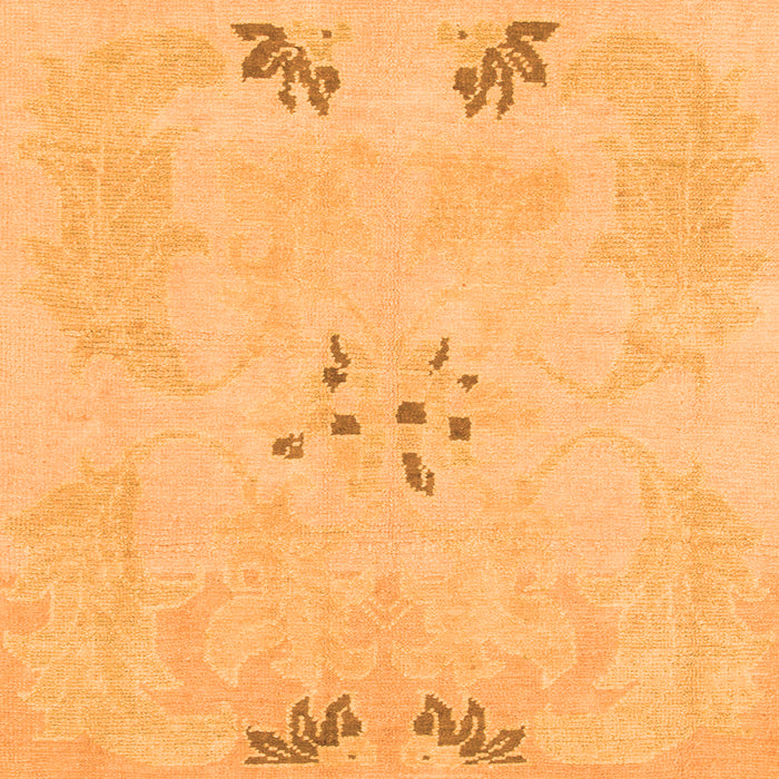 Square Machine Washable Abstract Orange Modern Area Rugs, wshabs1084org