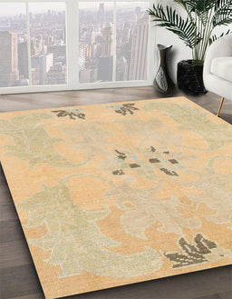Machine Washable Abstract Yellow Rug in a Family Room, wshabs1084