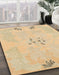 Machine Washable Abstract Yellow Rug in a Family Room, wshabs1084