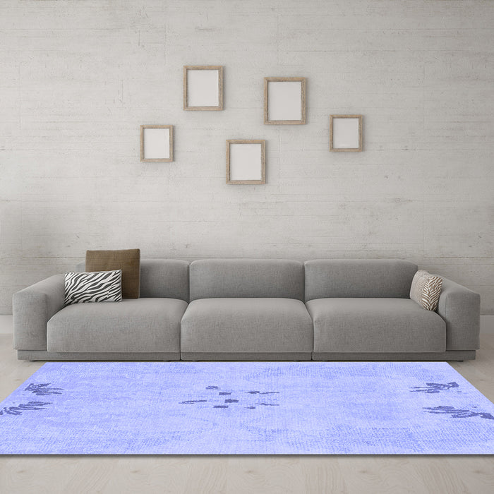 Machine Washable Abstract Blue Modern Rug in a Living Room, wshabs1084blu