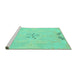 Sideview of Machine Washable Abstract Turquoise Modern Area Rugs, wshabs1084turq