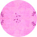 Round Abstract Pink Modern Rug, abs1084pnk