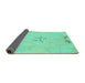 Sideview of Abstract Turquoise Modern Rug, abs1084turq