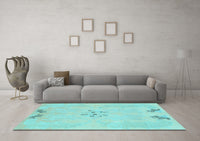 Machine Washable Abstract Light Blue Modern Rug, wshabs1084lblu