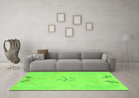 Machine Washable Abstract Green Modern Rug, wshabs1084grn