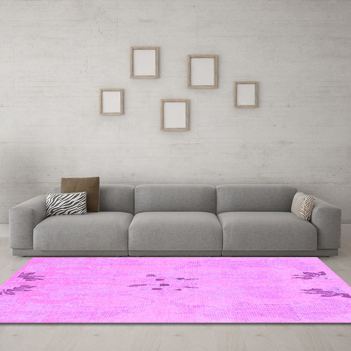 Machine Washable Abstract Purple Modern Area Rugs in a Living Room, wshabs1084pur