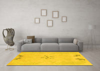 Machine Washable Abstract Yellow Modern Rug, wshabs1084yw