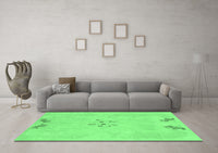 Machine Washable Abstract Emerald Green Modern Rug, wshabs1084emgrn