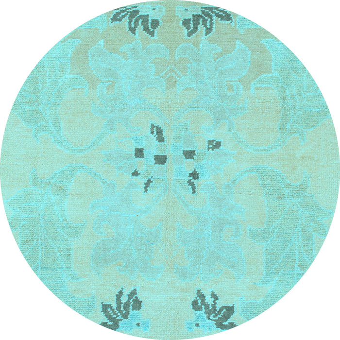 Round Abstract Light Blue Modern Rug, abs1084lblu