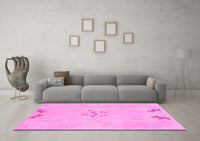 Machine Washable Abstract Pink Modern Rug, wshabs1084pnk