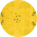 Round Abstract Yellow Modern Rug, abs1084yw