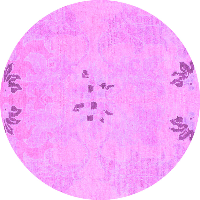 Round Machine Washable Abstract Purple Modern Area Rugs, wshabs1084pur