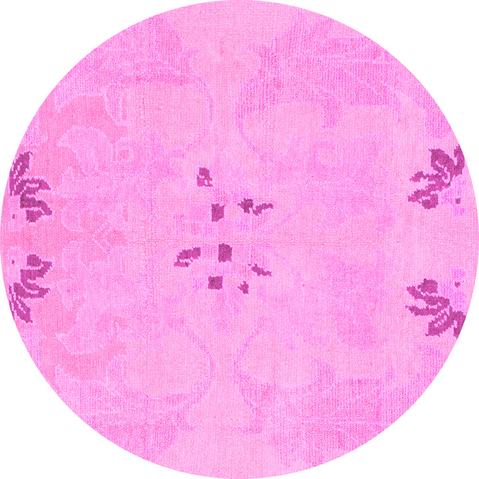 Round Machine Washable Abstract Pink Modern Rug, wshabs1084pnk