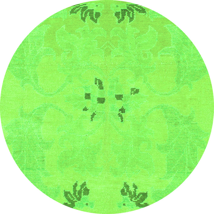Round Abstract Green Modern Rug, abs1084grn